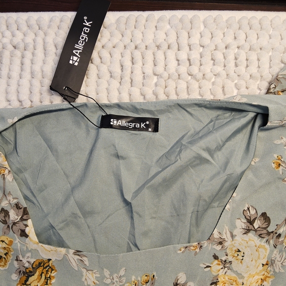 NWOT Size Medium Allegra K BluishGreen Floral Dress - Picture 7 of 7
